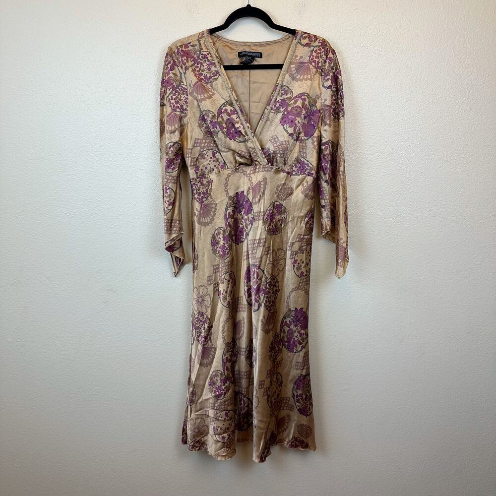 Vintage 90s Jonathan Martin Women's Dress 12 Empire Floral Silk